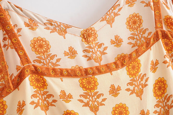 Robe Orange à Fleurs